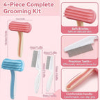 Pink and blue small pet slicker brushes for rabbit shedding maintenance
