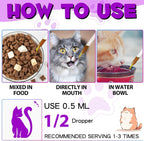 Uocasi liquid cat vitamins dropper presentation showing easy administration for food mixing.
