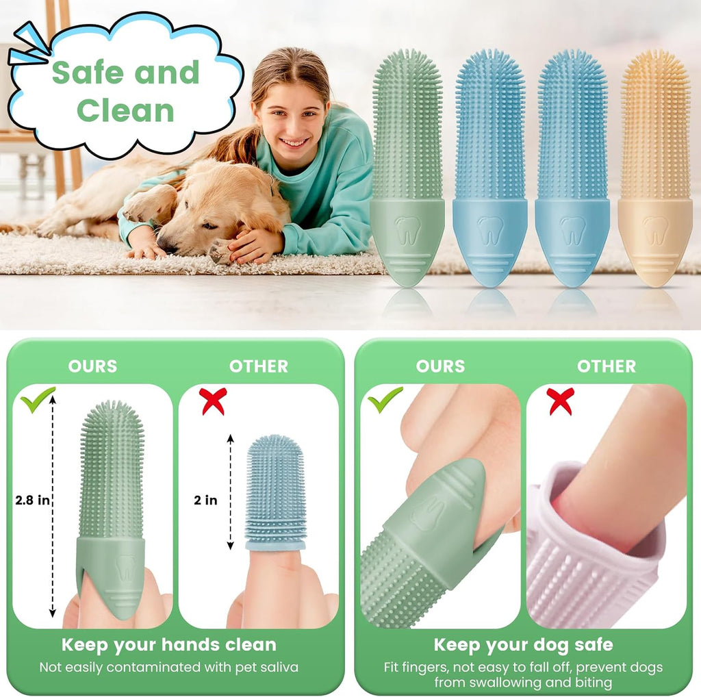 Four pack of Duckart dog toothbrushes in different colors