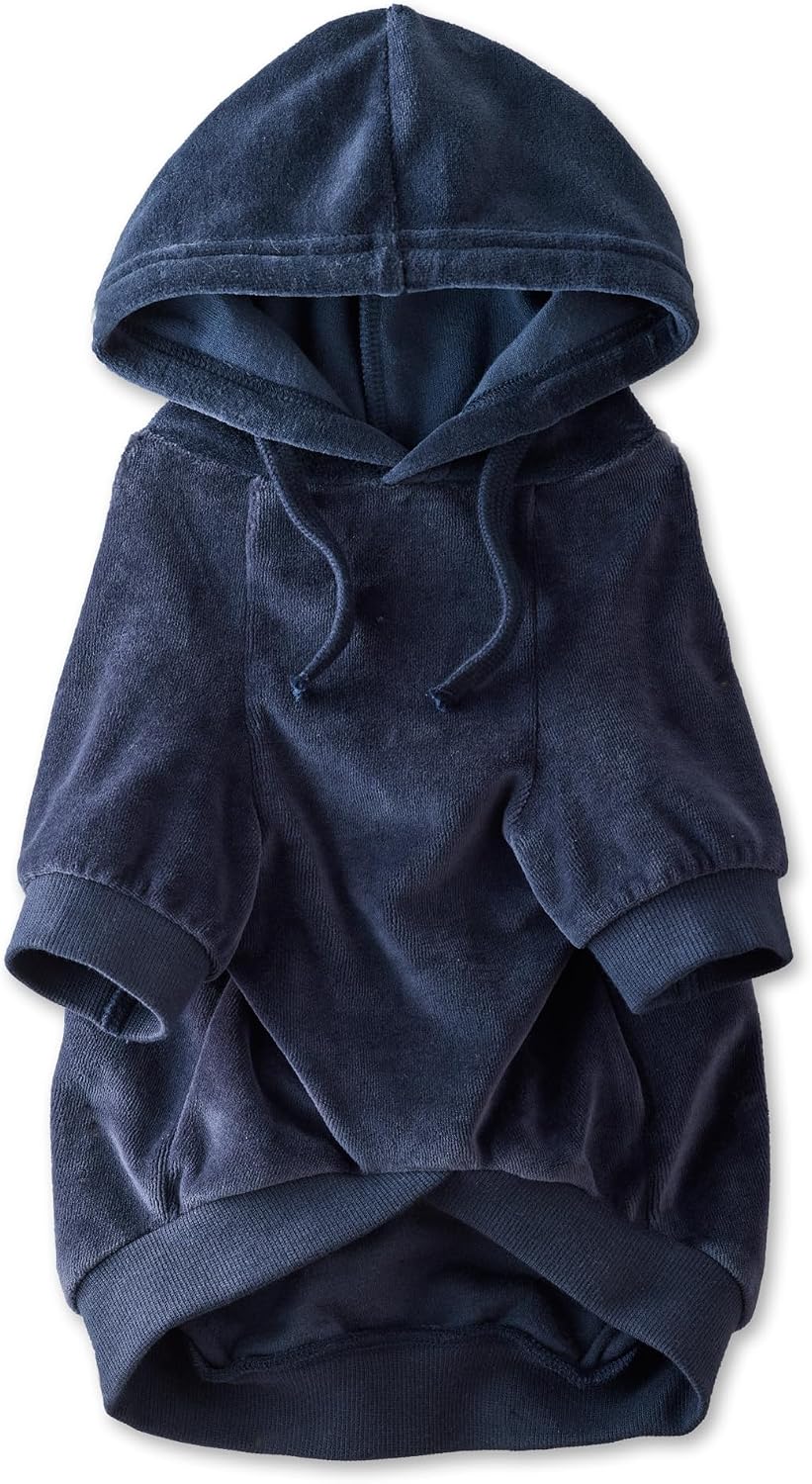 Pet Passion Cooper II Organic Cotton Velour Dog Hoodie Pet Coat for Small, Medium and Large Dogs, Navy, Medium - Image 15