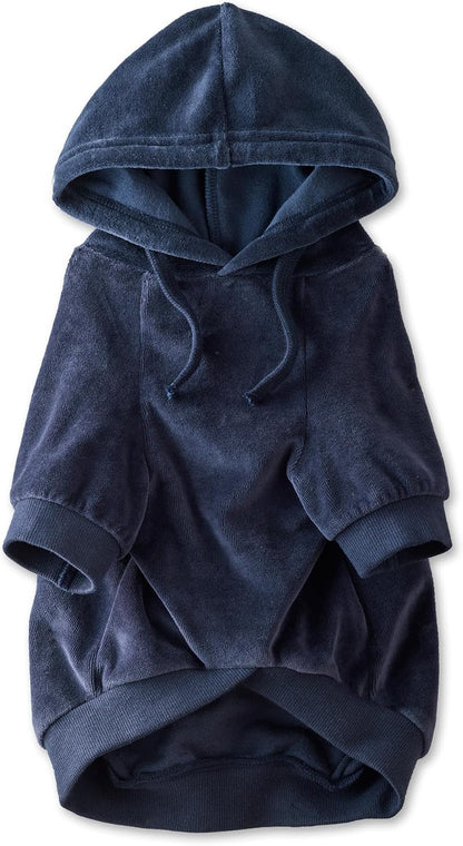Pet Passion Cooper II Organic Cotton Velour Dog Hoodie Pet Coat for Small, Medium and Large Dogs, Navy, Medium - Image 15