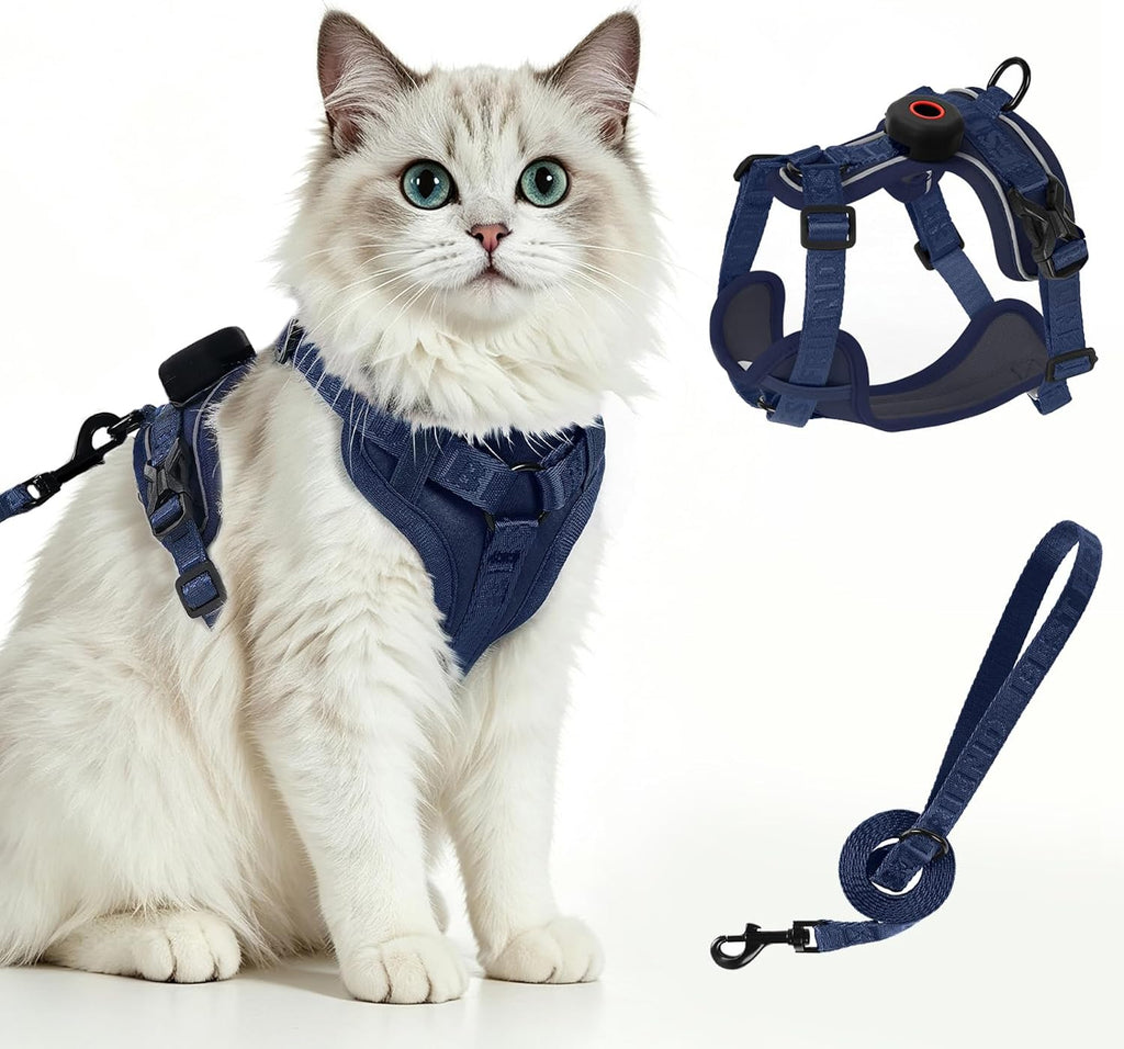 Cat Harness and Leash Set with Holder Compatible with AirTag, Upgraded Escape Proof Kitten Harness with Lead for Large Adult Cats, Soft Mesh Jacket Vest for Walking, Reflective & Adjustable, Black, M - Image 14