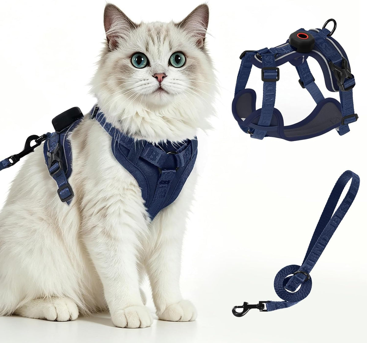Cat Harness and Leash Set with Holder Compatible with AirTag, Upgraded Escape Proof Kitten Harness with Lead for Large Adult Cats, Soft Mesh Jacket Vest for Walking, Reflective & Adjustable, Black, M - Image 14