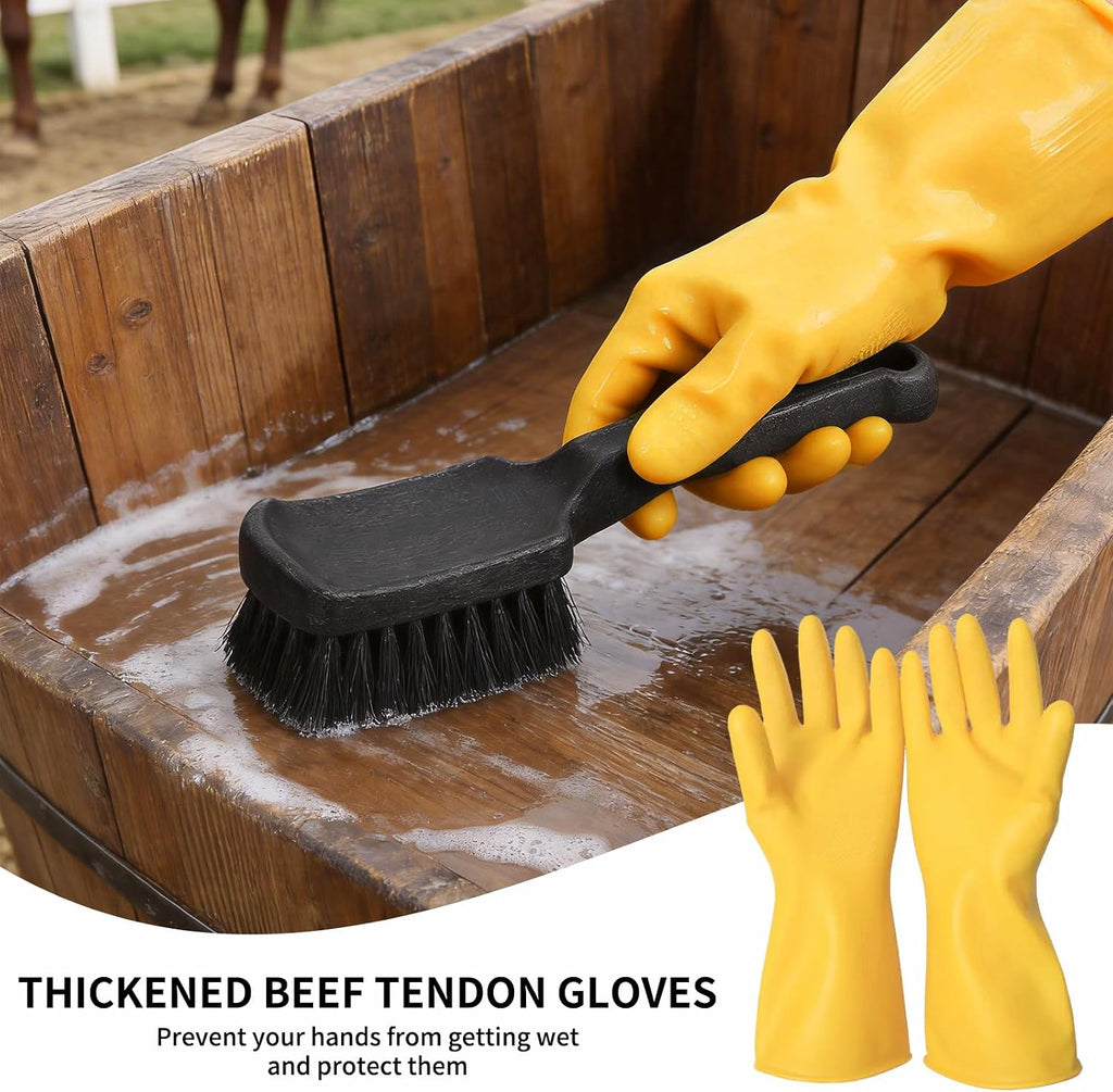 Hanging storage hole detail on the nine inch durable plastic cleaning brush