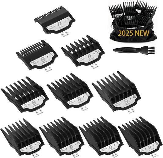 CR8GR8 Clipper Guards Set front view showcasing the ten professional cutting guides aligned together