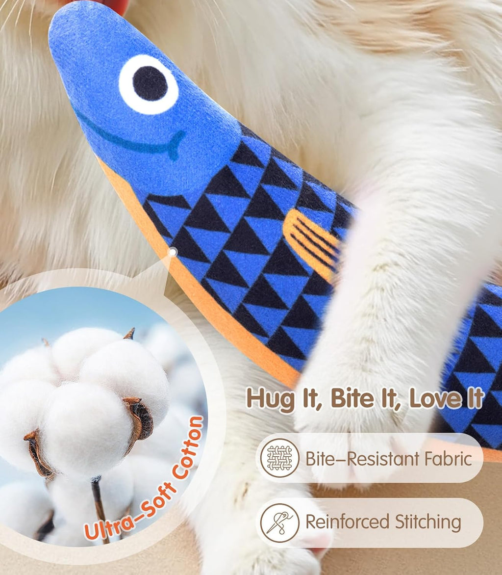 PetBusy plush cat toy showing the internal crinkle paper and rattle features