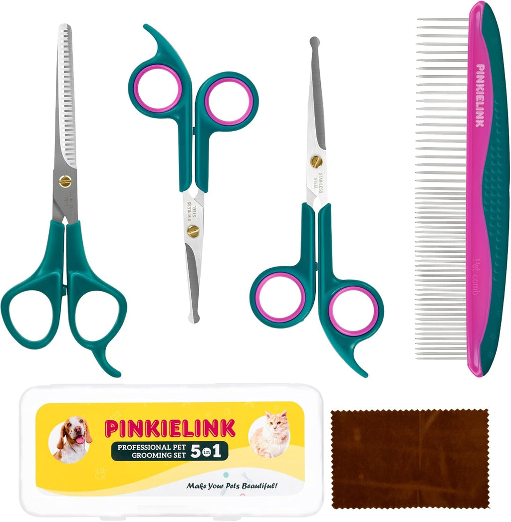 Professional Dog and Cat Grooming Scissors, Pet Grooming Shears, Sharp Stainless Steel Blade With Round Tips - Safety Fur Trimming for Dogs, Cats (Set of 2) - Image 9