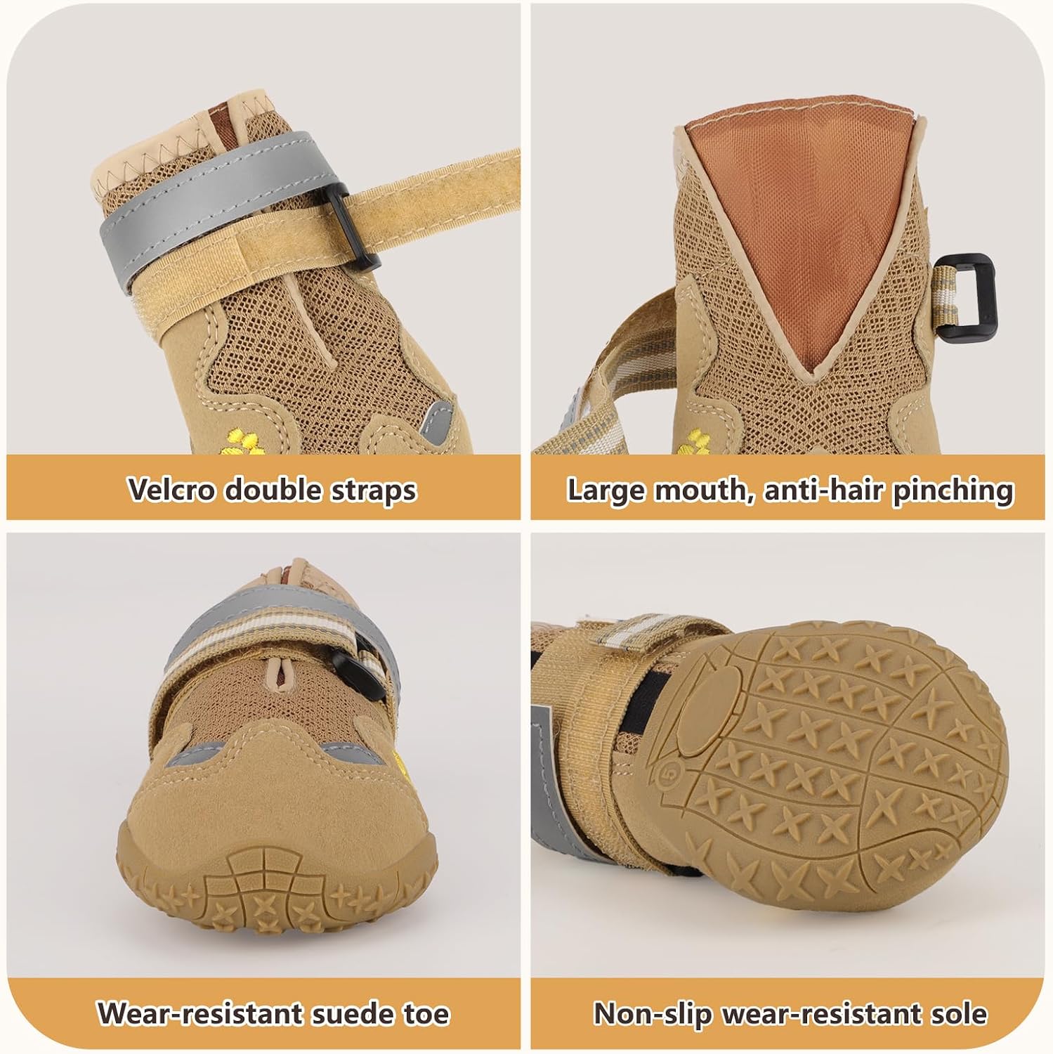 Close up of anti-slip rubber sole on Fishoaky dog shoes