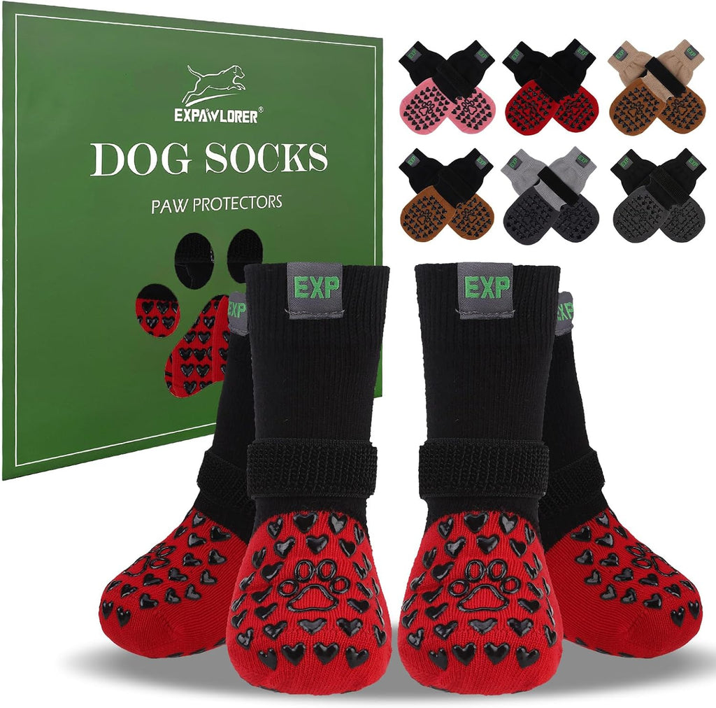 EXPAWLORER Anti Slip Dog Socks to Prevent Licking Paws, Dog Shoes for Hot Pavement Walk, Dog Booties for Hardwood Floors, Dog Boots & Paw Protectors with Grippers for Small Medium Large Senior Dogs M - Image 11