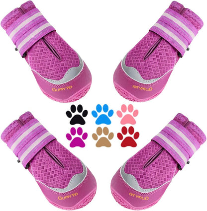 QUMY 4PCS Dog Boots for Large Dogs, Medium Dog Shoes & Paw Protectors for Hot Pavement, Summer Heat Protection, Mesh Breathable Nonslip Dog Booties for Hardfloors, Walking Running Hiking Black Size 6 - Image 10