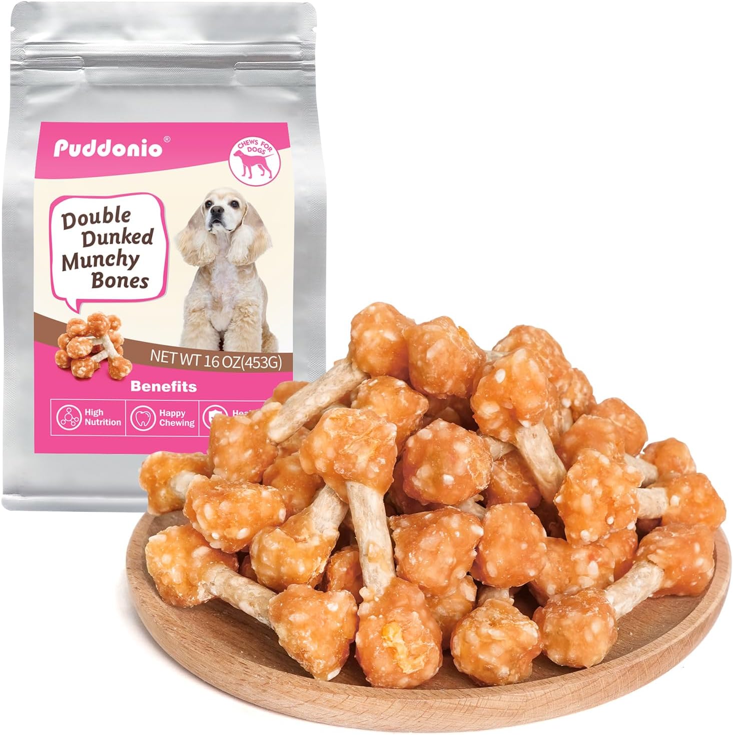 MON2SUN chicken wrapped rice dumbbell dog treats front view packaging