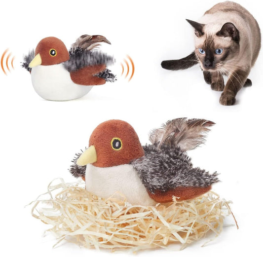 Potaroma rechargeable flapping bird sparrow cat toy front view