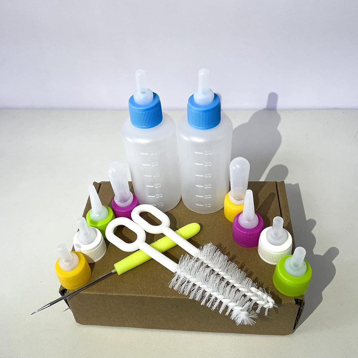 Close up of soft silicone nipple for newborn animal feeding