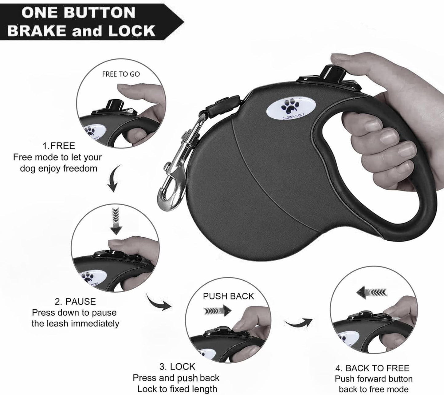 Crown Paws large dog leash with detachable wire extender attached