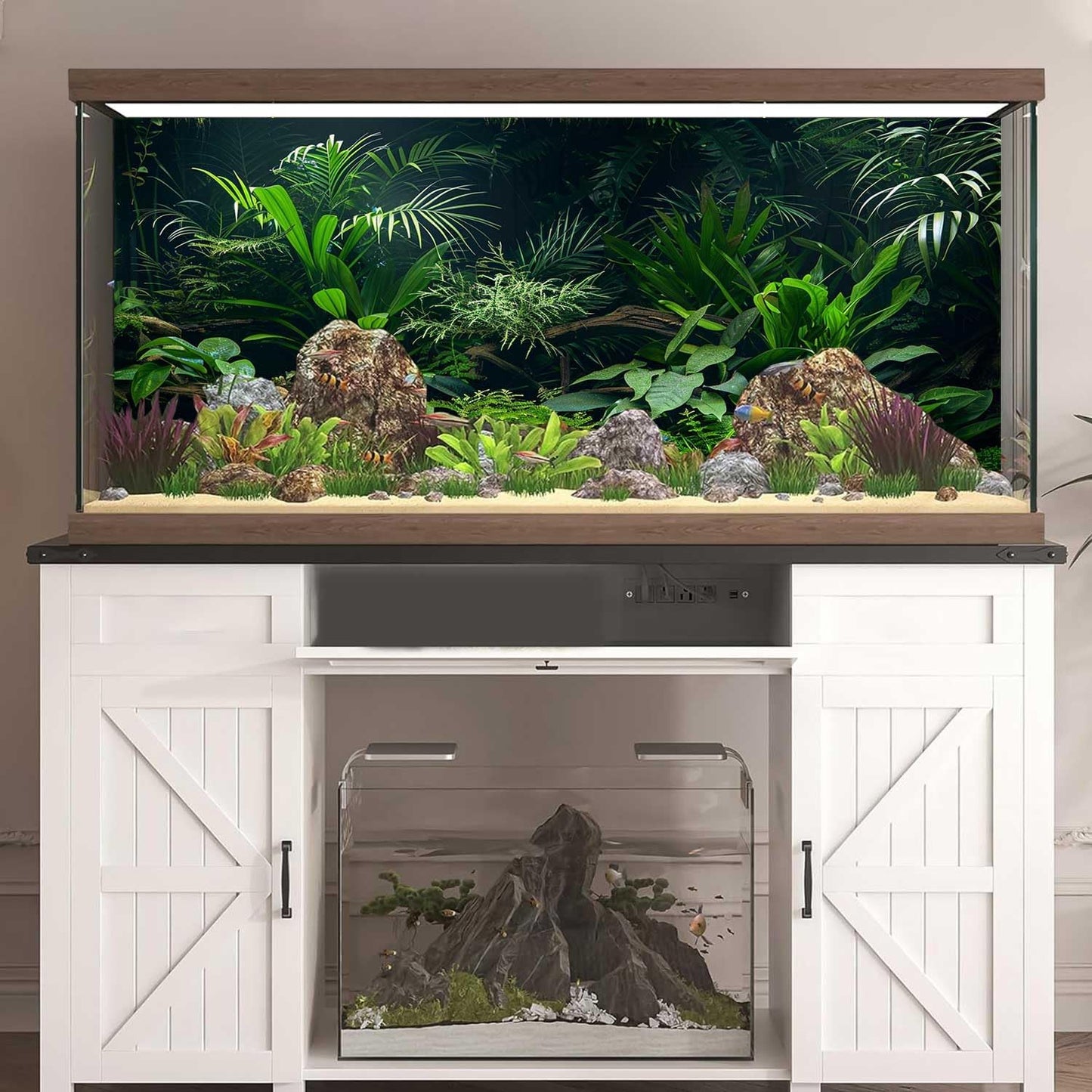 High definition underwater tree branch fish tank poster backdrop