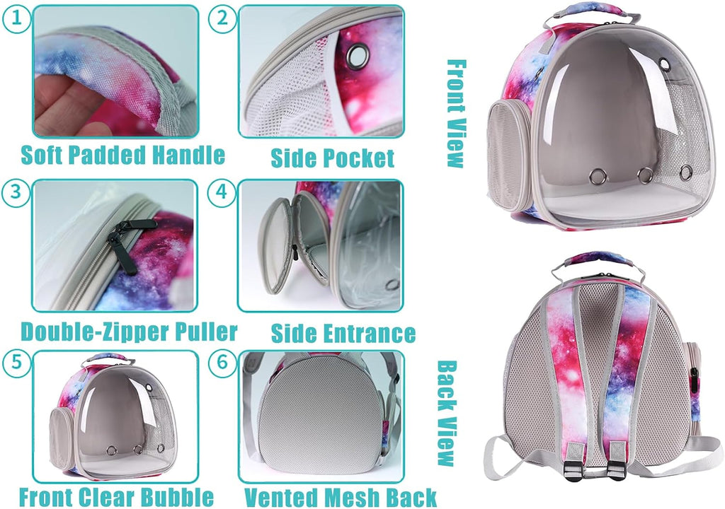 Side angle of the portable guinea pig travel bag with adjustable straps.
