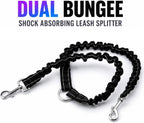 Lifestyle shot of two dogs walking with Meegood dual leash