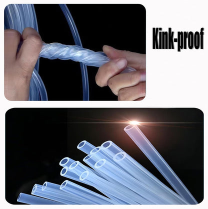 Carefree Fish odorless silicone hose installed on a fish tank sponge filter setup.