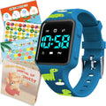 VTAIGE toddler potty training watch set front view with blue dinosaur reminder watch