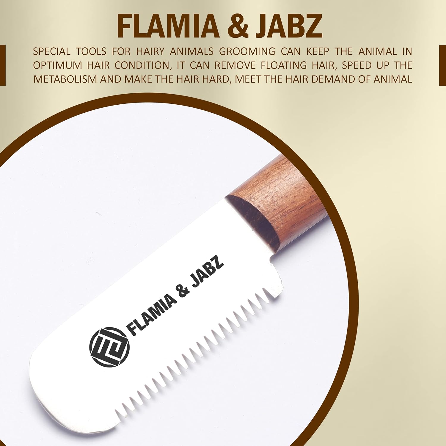 Right handed pet grooming stripping knife with premium red meranti rosewood handle.