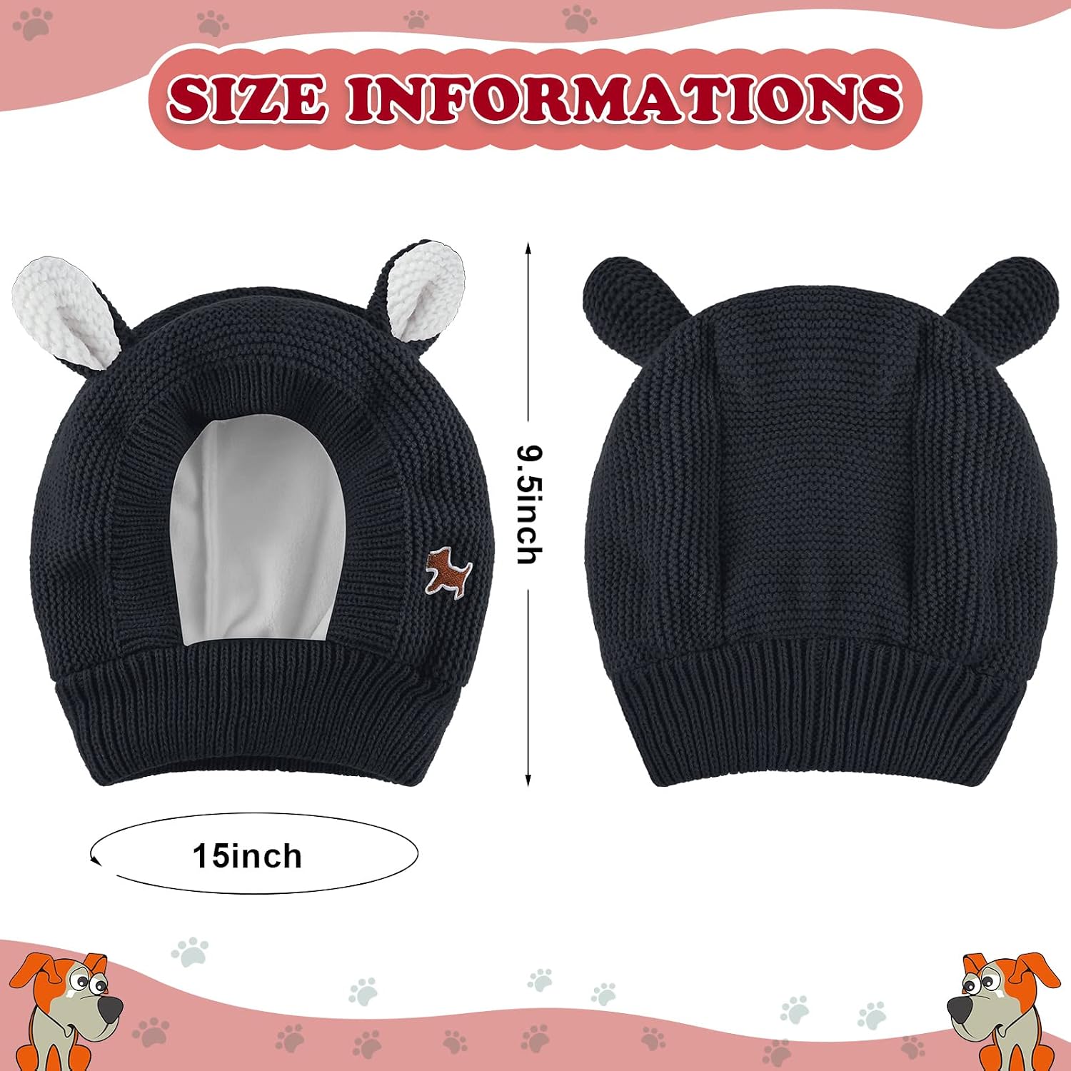 Frienda knit dog snood showing fleece inner lining