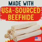 Authentic USA sourced beefhide dog bones for dental health.