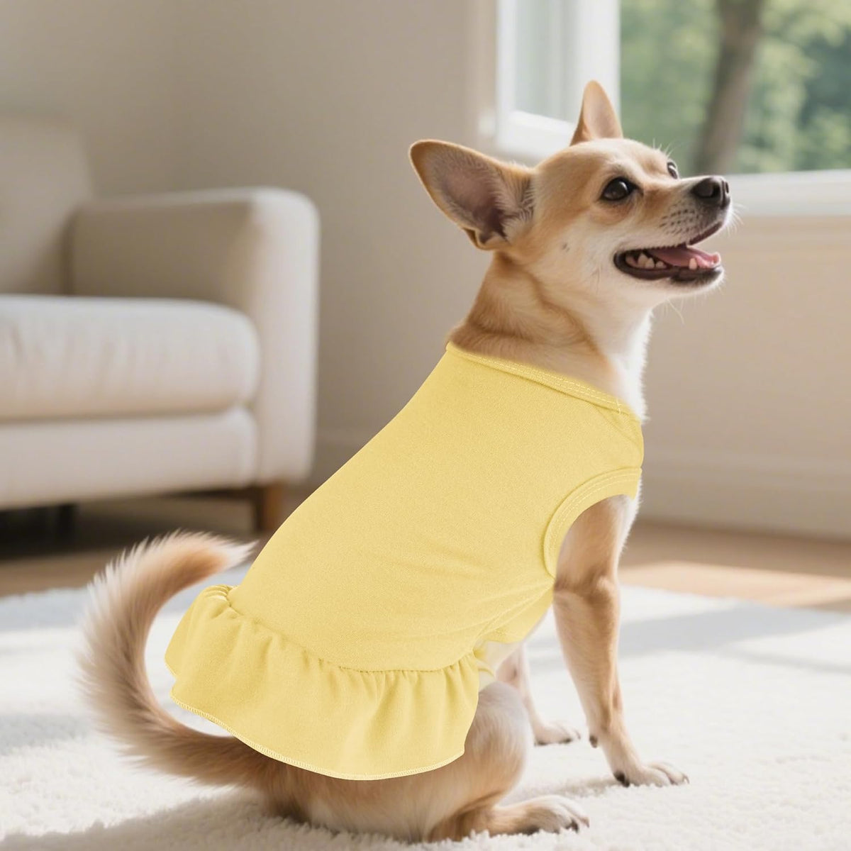 Choyaxo stretchable small breed dog apparel showing detailed round neck stitching