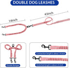 YAODHAOD double pet leash showing the luminous reflective stitching for night walking safety.