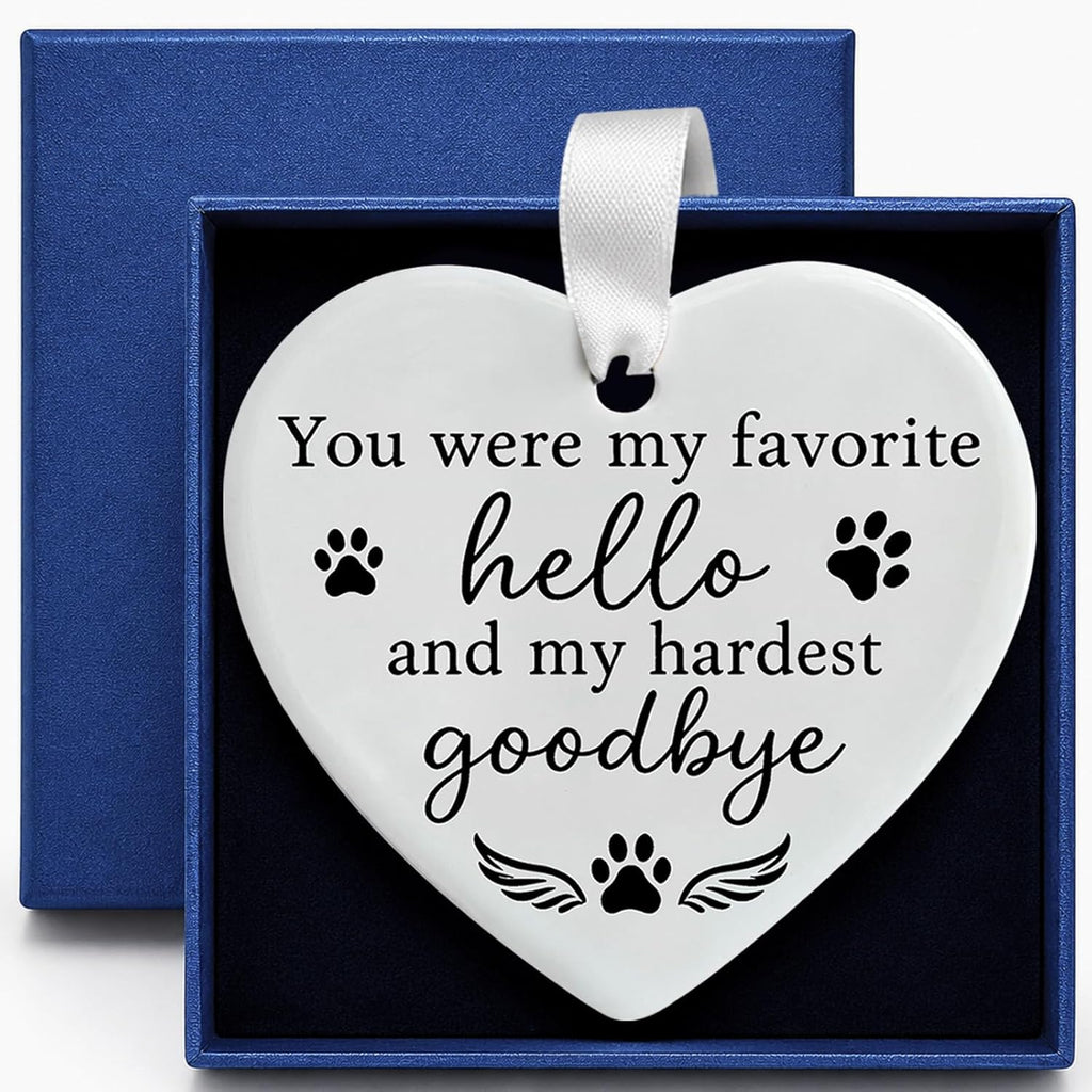 OFlyDesigns Pet Memorial Ceramic Heart Keepsake,When Tomorrow Starts Without Me Remembrance Ornament for Dog or Cat, Loving Memory Sympathy Decor with Gift Box, Pet Loss Bereavement Hanging Heart - Image 10