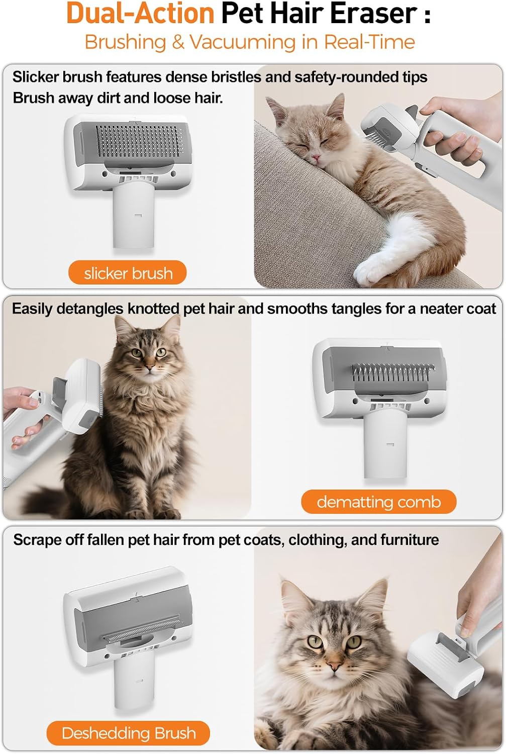 Itutn pet deshedding kit showing the four interchangeable grooming attachments laid out on a table