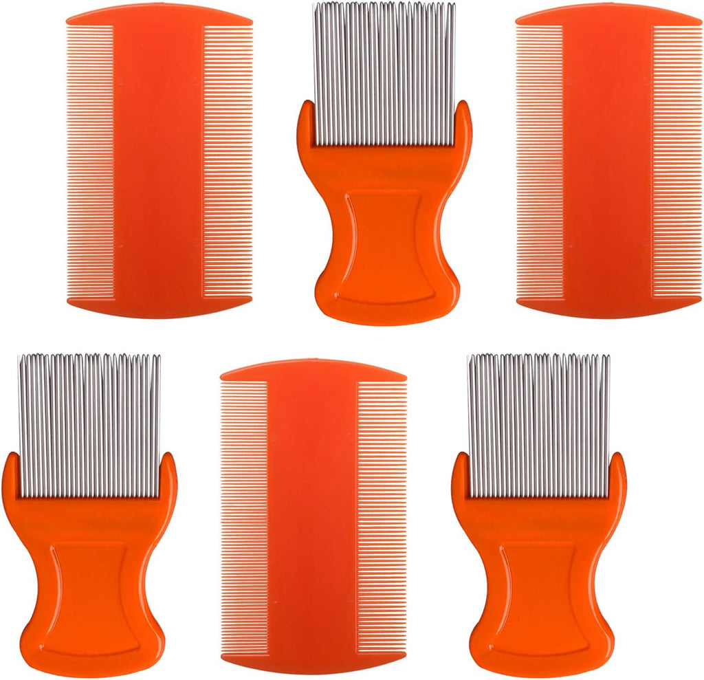 HESSION 6 Pack Flea Lice Combs Removal Dandruff Comb with Metal Teeth Double Sided Fine Combs Metal Teeth Flea Lice Combs for Pets Kids Adults (Random) - Image 10