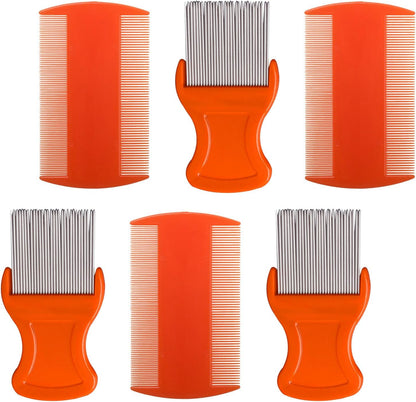 HESSION 6 Pack Flea Lice Combs Removal Dandruff Comb with Metal Teeth Double Sided Fine Combs Metal Teeth Flea Lice Combs for Pets Kids Adults (Random) - Image 10