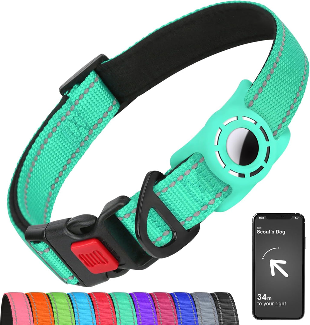 AirTag Dog Collar with AirTag Holder Compatible for Air Tag, Reflective Soft Padded, Safety Locking Buckle, Adjustable Nylon for Small Medium Large Dogs (Hotpink,S) - Image 9