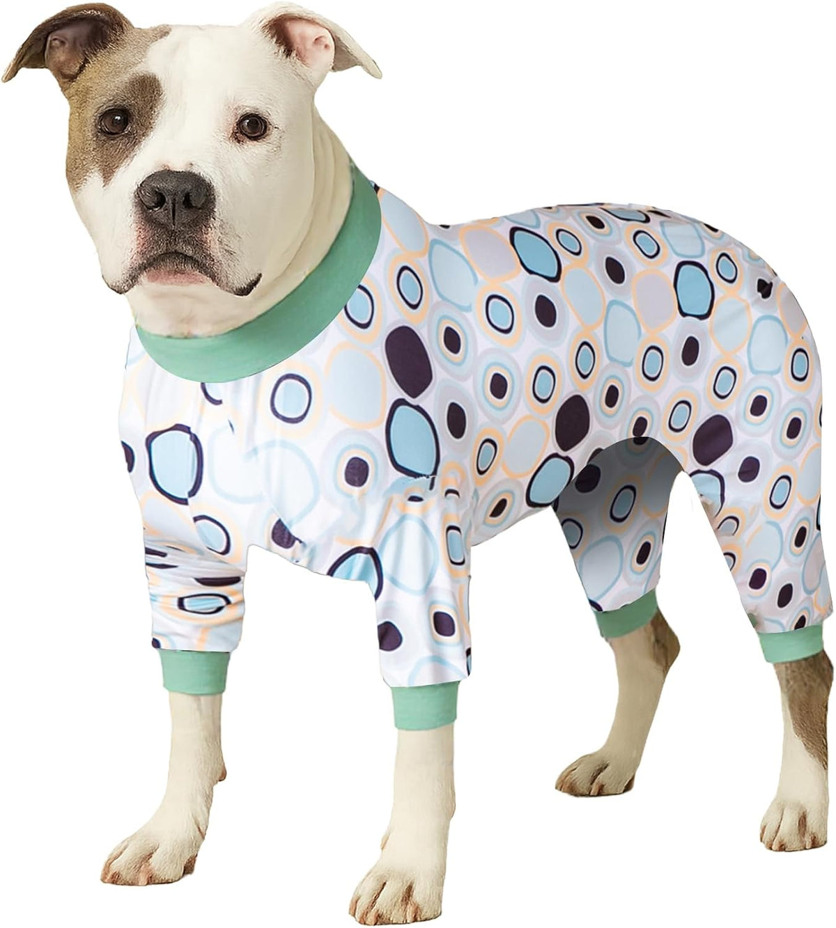 LovinPet Large Breed Dog Clothes Pajamas, Wound Care/Post Surgery Full Coverage Shirt, Dinosaur Land Blue Print, Lightweight Stretchy Knit Pullover Dog Onesie, Pet Pajamas for Dogs, Pet PJ's, 3XL - Image 15