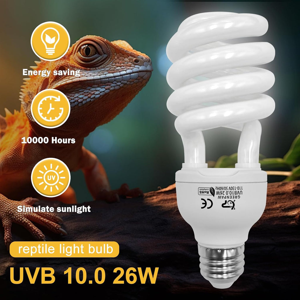 Hygger Zoo 10.0 26 Watt UVA UVB light bulb for bearded dragons.