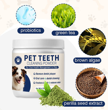 Unflavored canine dental care topper 120 grams container label details