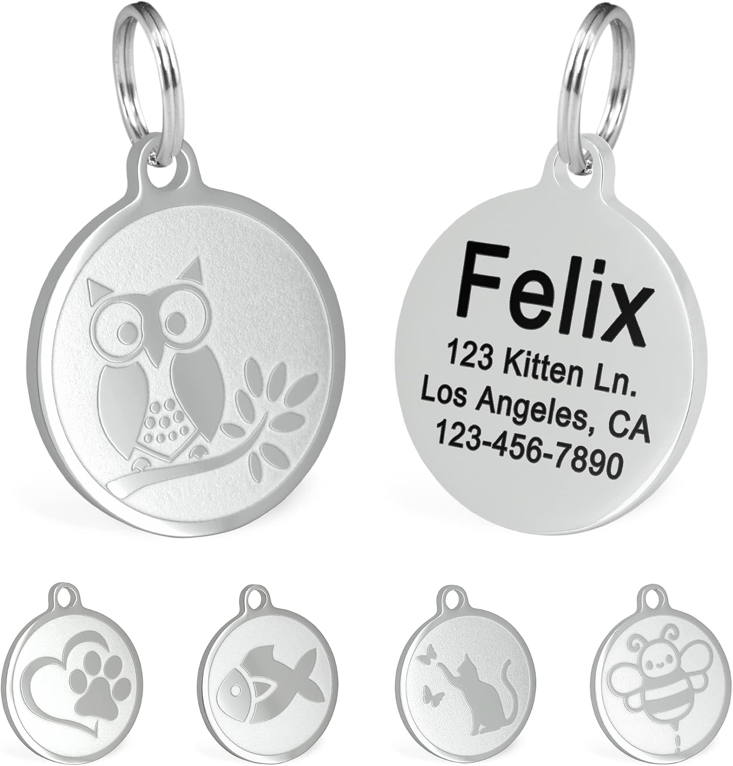 Ultra Joys Engraved Cat Name Tags Personalized - Stainless Steel Name Tag Pet Identification - Small Dog ID Tags Personalized for up to 4 Lines of Text - Pet ID Tags for Cat Collar - Pirate - Image 12
