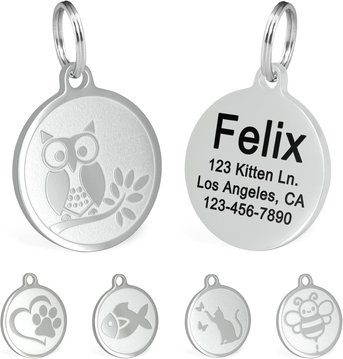 Ultra Joys Engraved Cat Name Tags Personalized - Stainless Steel Name Tag Pet Identification - Small Dog ID Tags Personalized for up to 4 Lines of Text - Pet ID Tags for Cat Collar - Pirate - Image 12