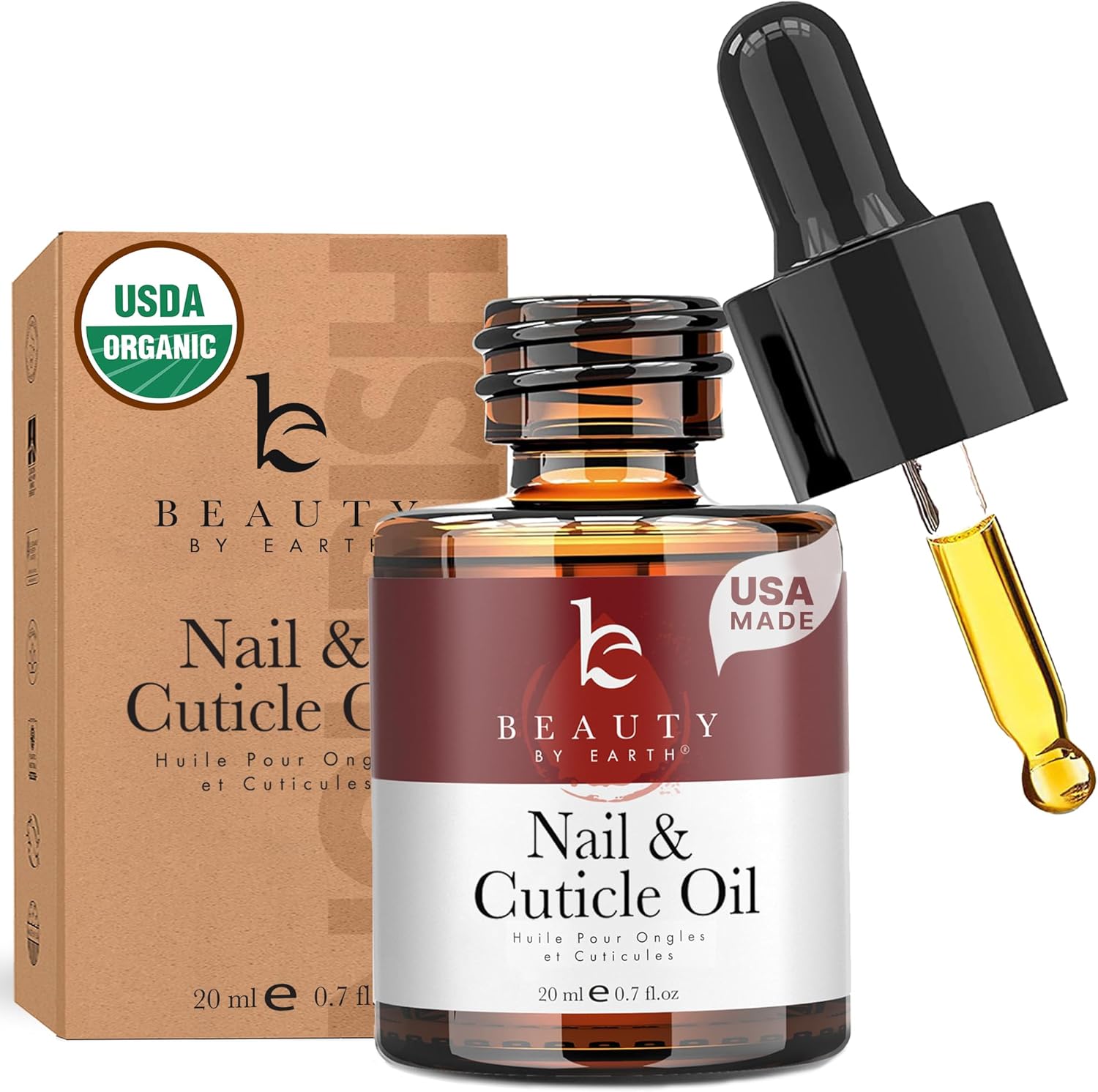 Beauty by Earth organic nail and cuticle oil bottle front view
