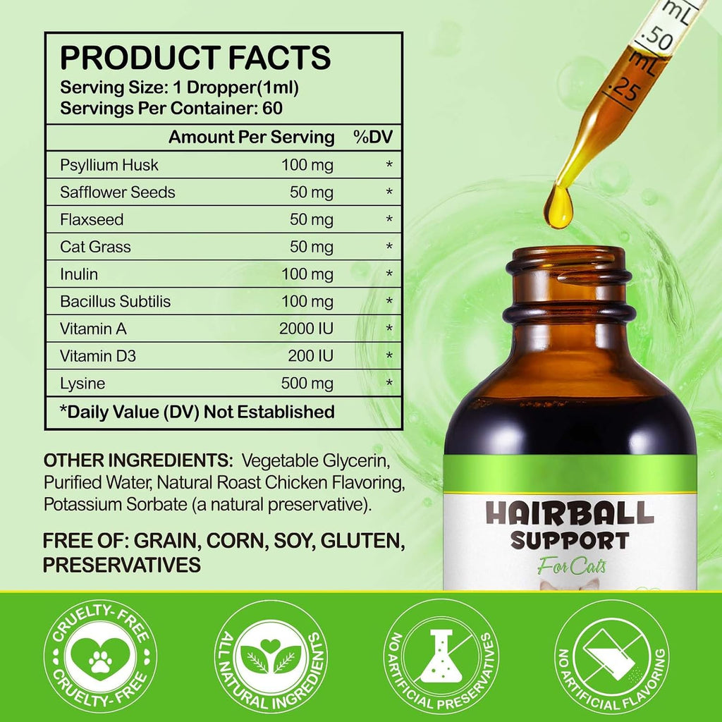 Arkture cat hairball remedy drops packaging showcasing the natural chicken flavor label.