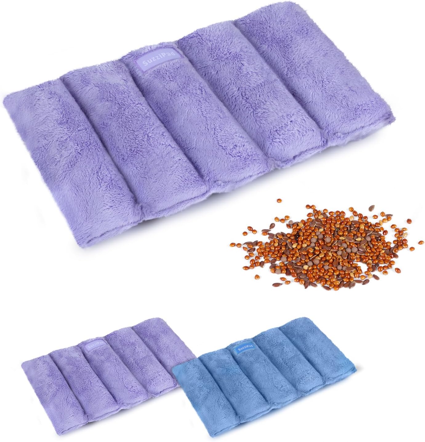 Suzzipad microwavable heating pad in purple front view