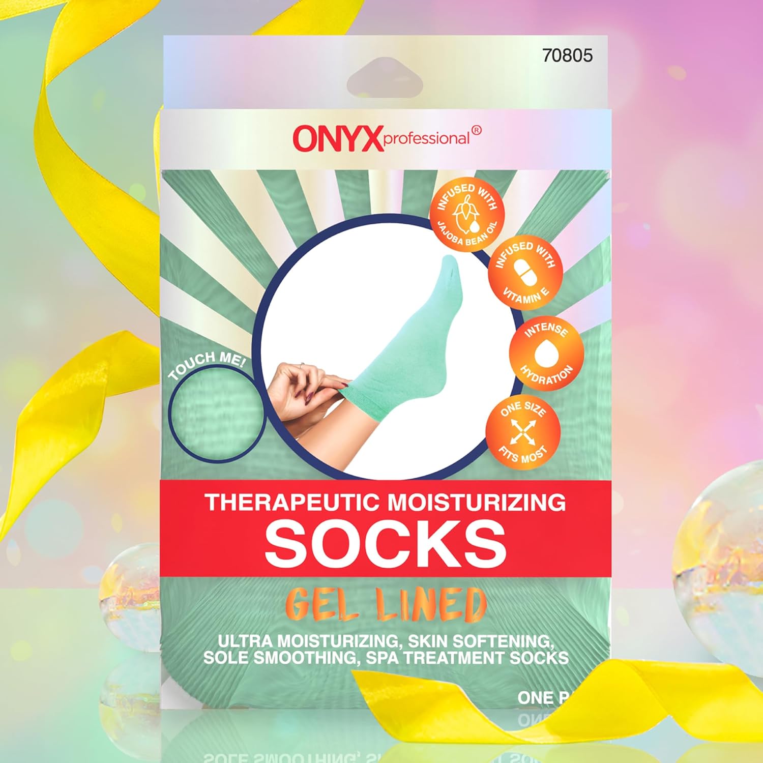 Onyx Professional gel moisturizing socks in light blue for dry feet