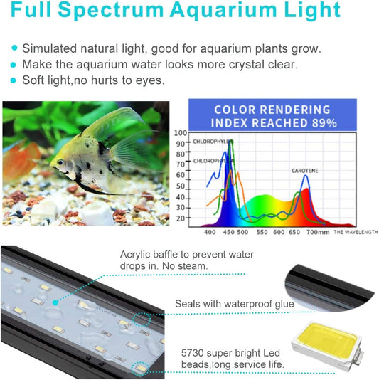 Hygger freshwater aquarium light with extendable brackets extended