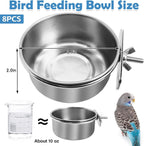 kathson 8 Pack Bird Feeding Dish Cups, Stainless Steel Parrot Feeders Water Cage Bowls with Clamp Holder Bird Feeders for Parakeet Cockatiels Conure Budgies Lovebird Finch and Small Animals - Image 3