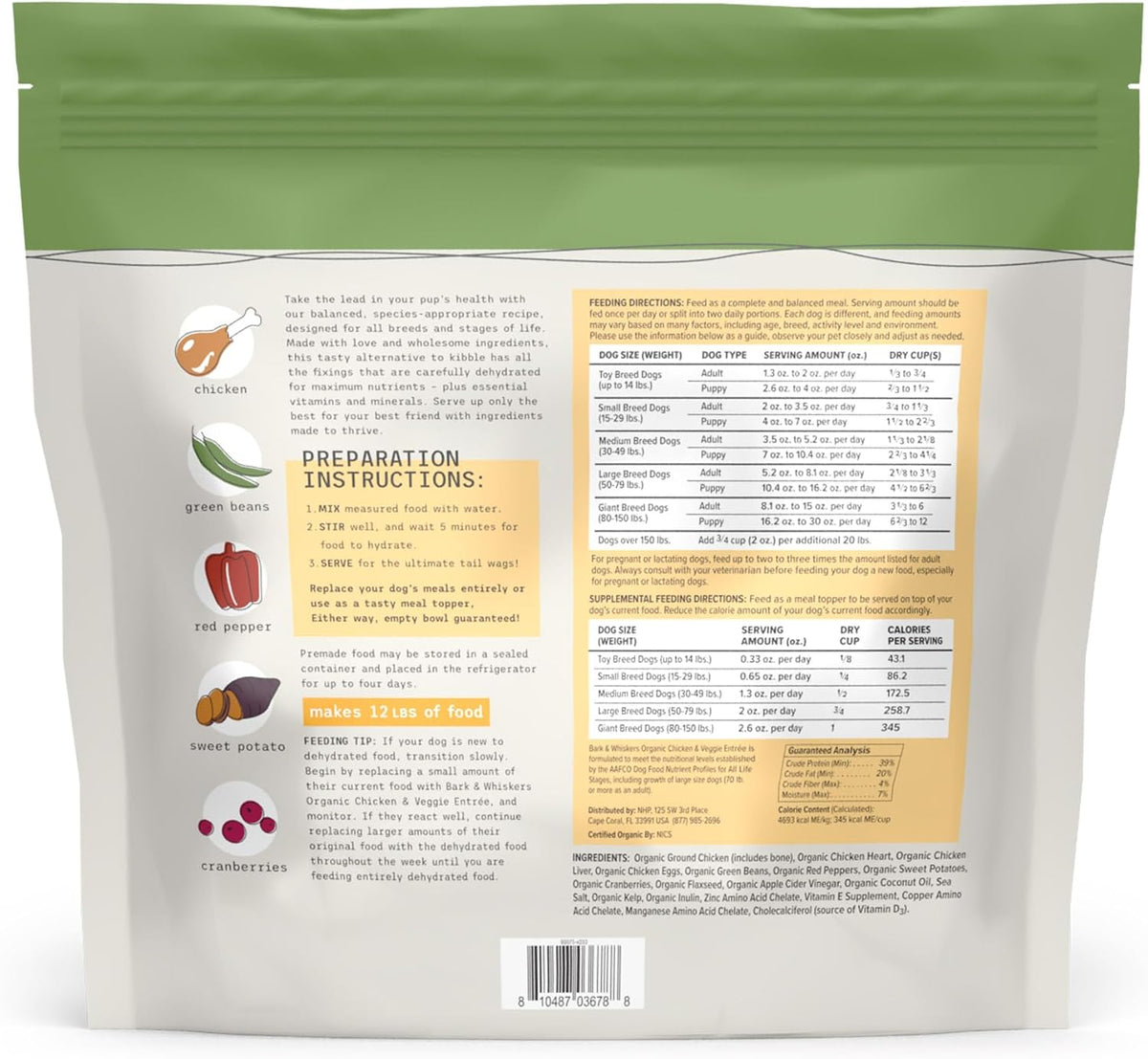 Close up of Bark and Whiskers human-grade dog food package