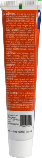 Paw Ready Doggy Breath to Doggy Fresh tube showing dental care benefits for puppies and adult dogs