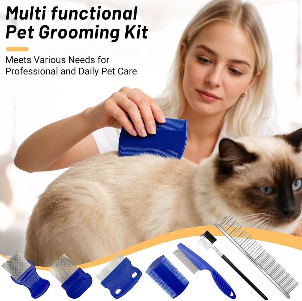 Full 7 piece pet grooming set for cat and dog maintenance