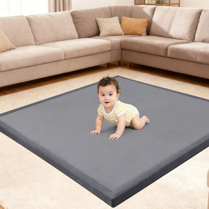 Fengdulong ultra soft baby floor play mat front view showing grey color