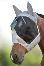 Harrison Howard CareMaster Horse Fly Mask Large Eye Space Half Face with Ears Moonlight Silver Large Full Size - Image 12