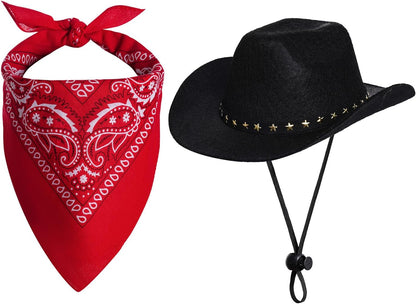 choyaxo Pet Cowboy Costume Halloween Costumes for Dogs Cat Cowboy Hat with Bandana Scarf (Small) - Image 11